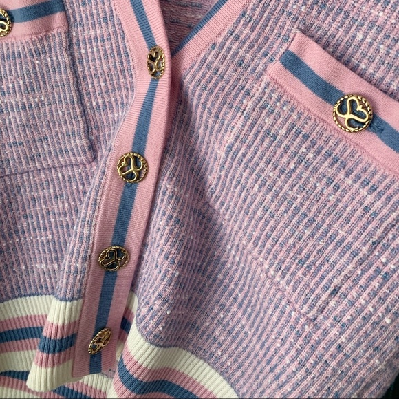 🍉Sandro Lyna Cropped Tweed Cardigan Lavender Purple Button Sweater Chanel Pink - Picture 3 of 12